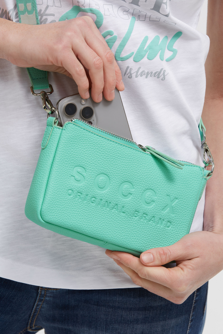 Kleine Umhängetasche mit Logo und Intarsia-Webriemen