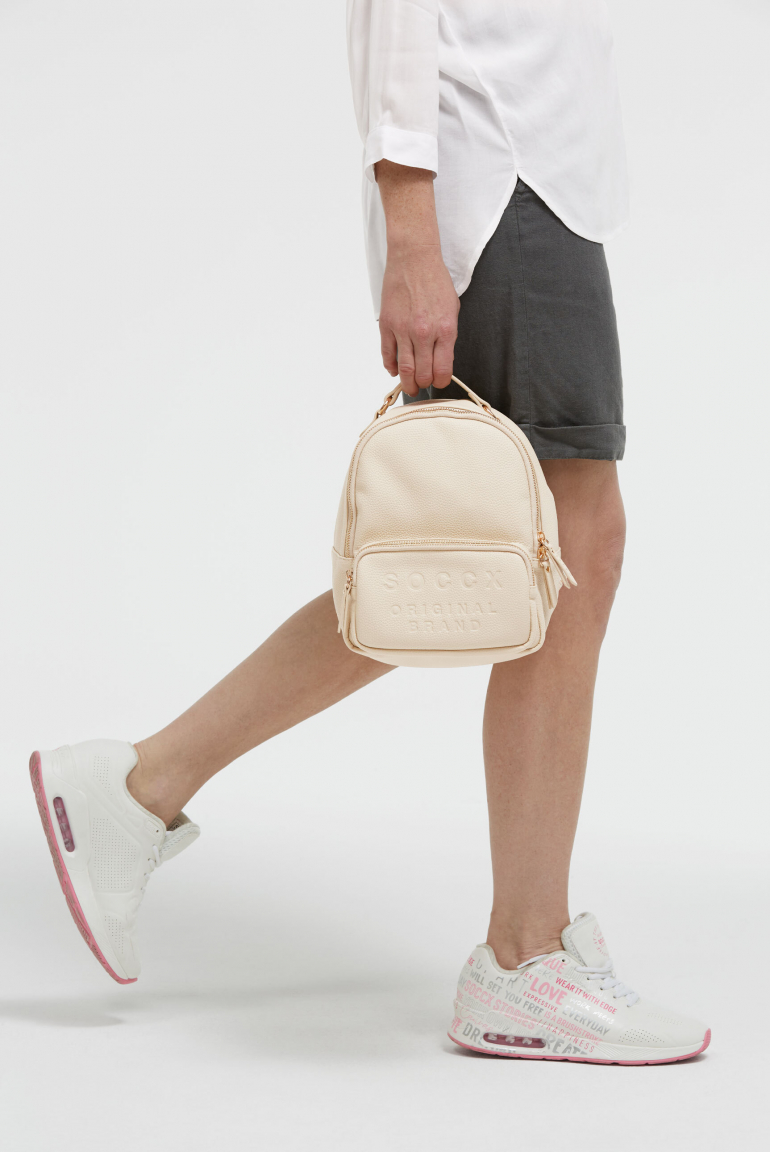 Kleiner Rucksack aus Lederimitat mit Logo-Riemen