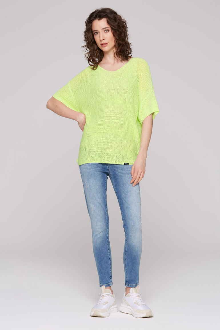 Kurzarm-Pullover aus Effektgarn