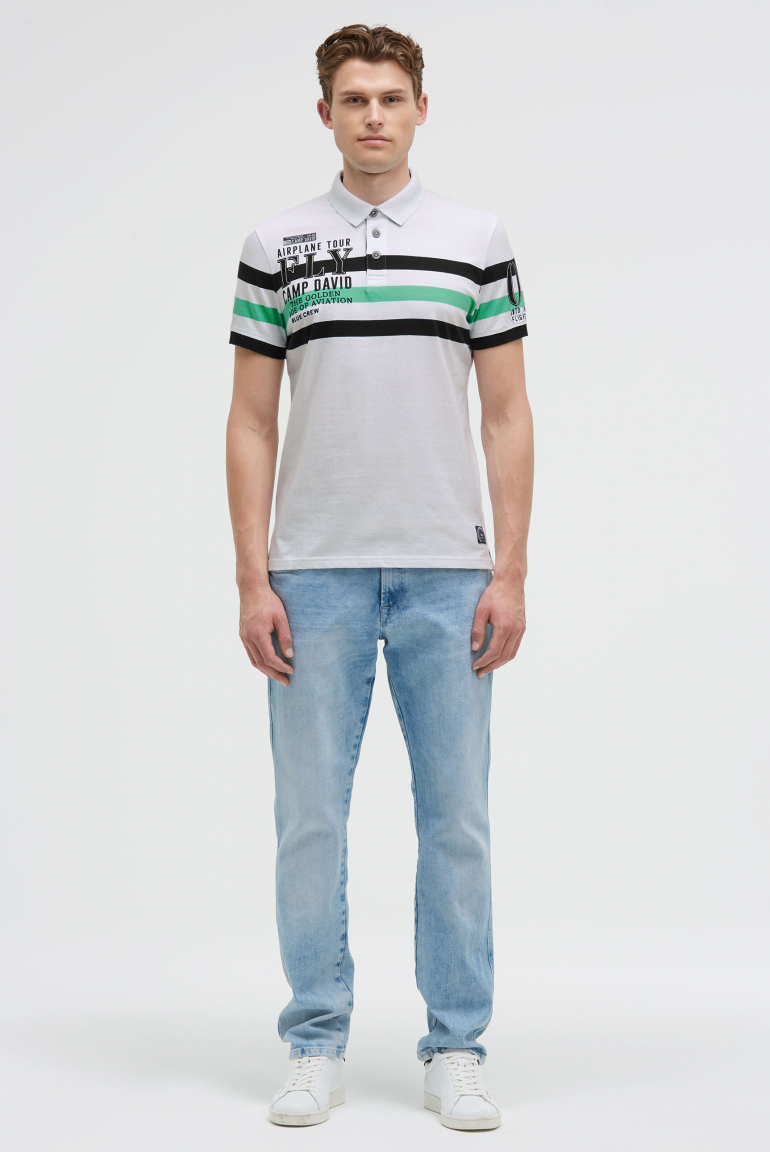 Kurzarmpolo mit Streifen-Design und Artworks