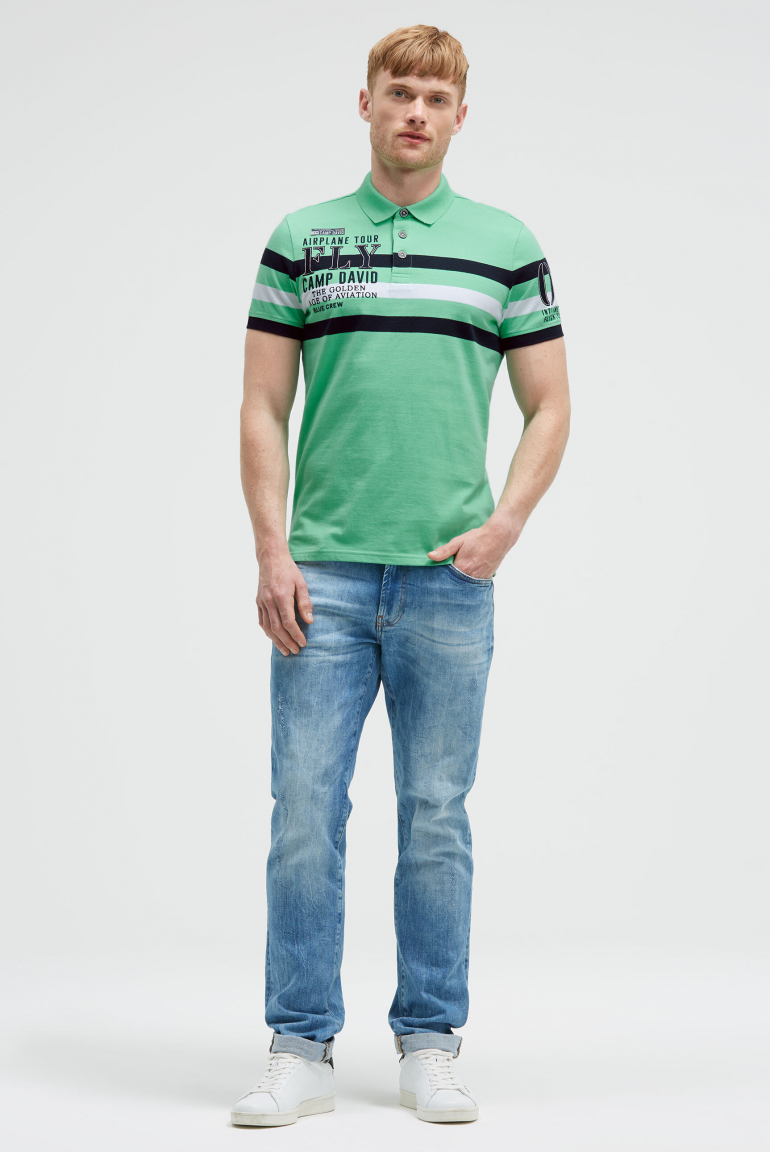 Kurzarmpolo mit Streifen-Design und Artworks