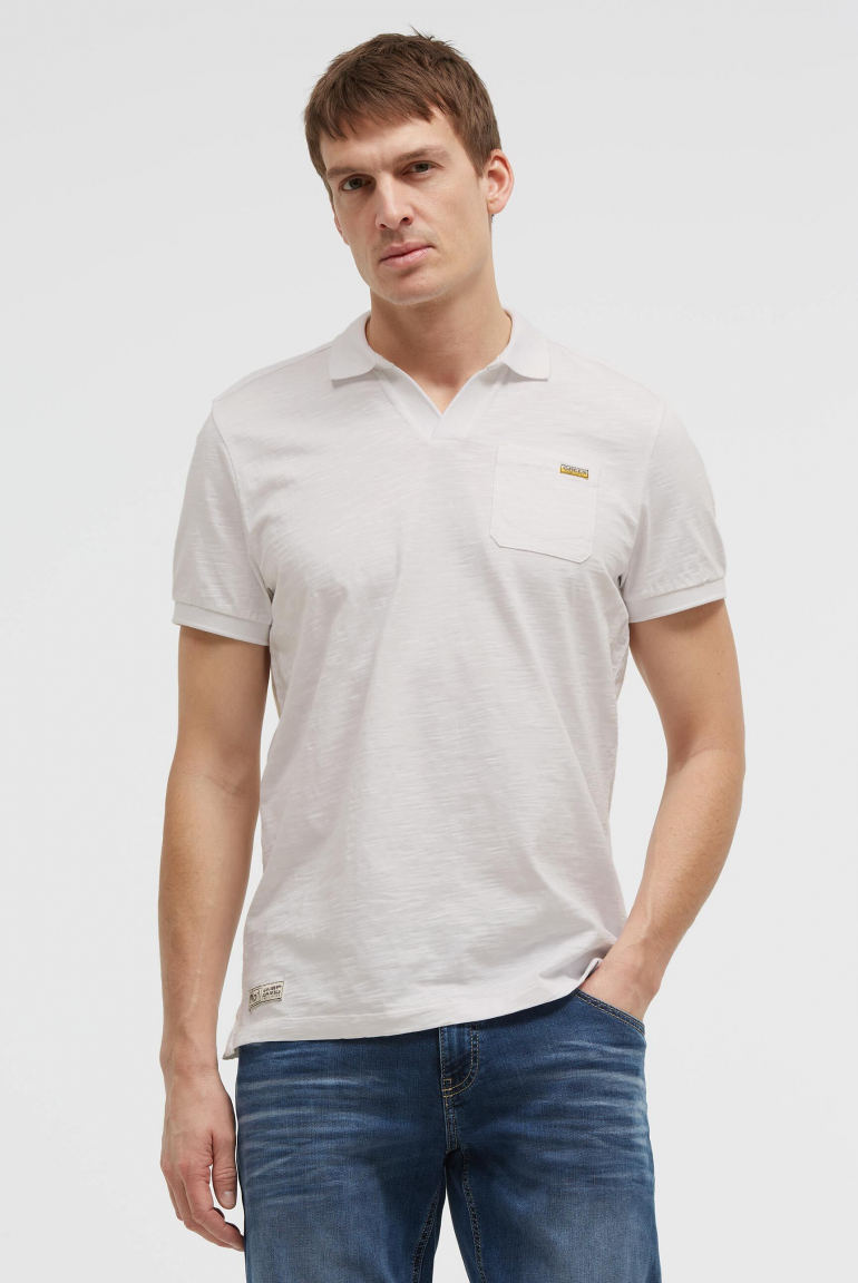 Kurzarmpolo mit V-Neck und Back-Print