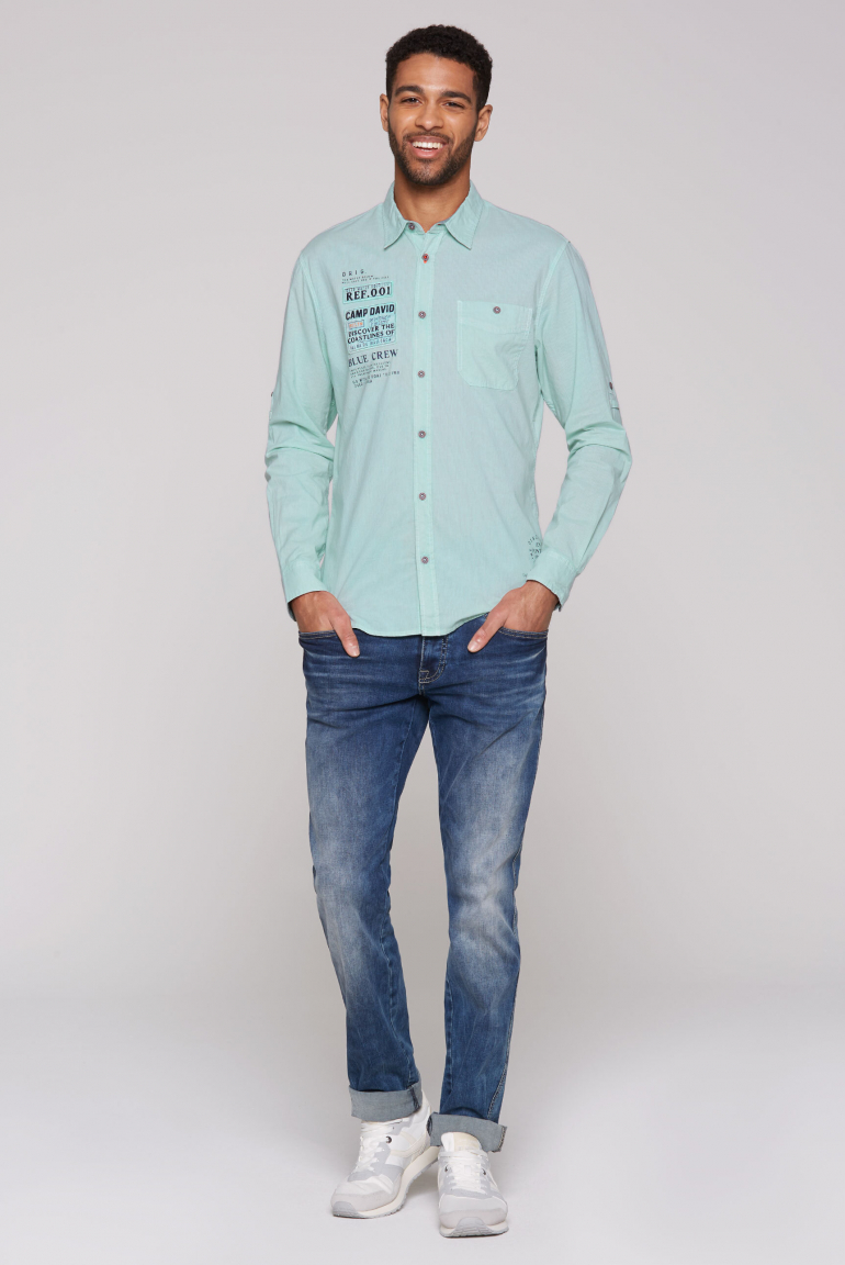 Langarmhemd mit Webstruktur