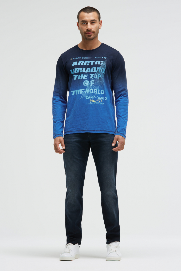 Longsleeve Dip Dye mit Label Prints