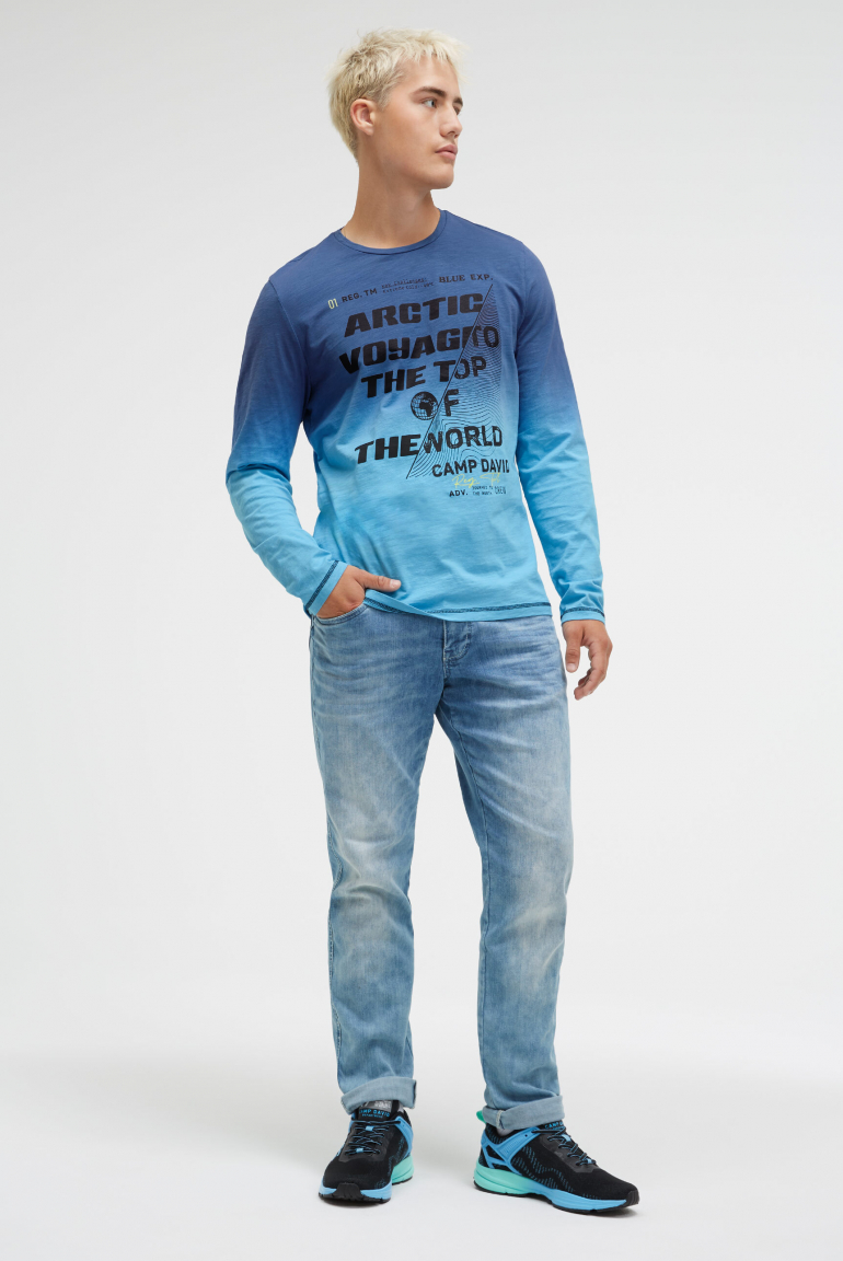 Longsleeve Dip Dye mit Label Prints