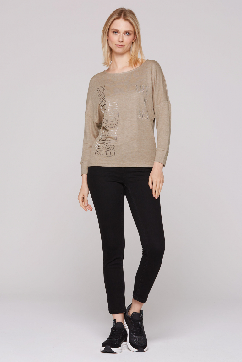 Meliertes Shirt mit Logo Artwork