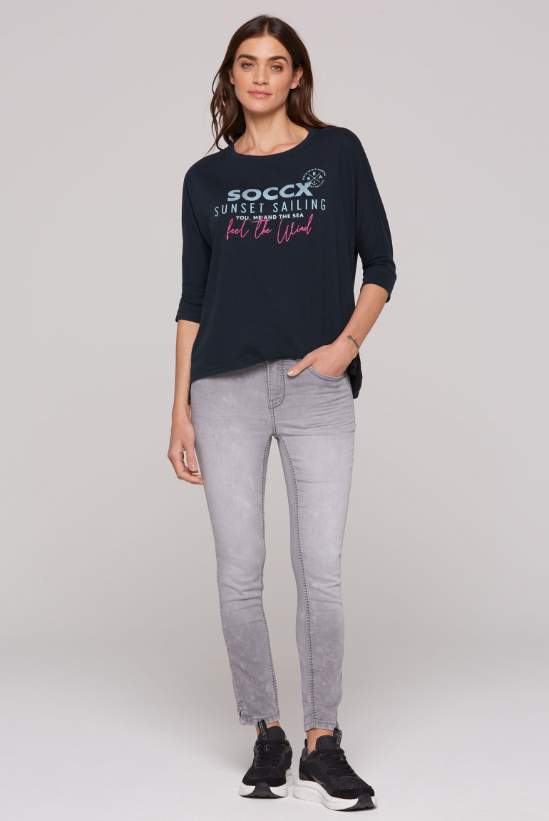 Oversized-Shirt mit Fledermausärmeln und Print