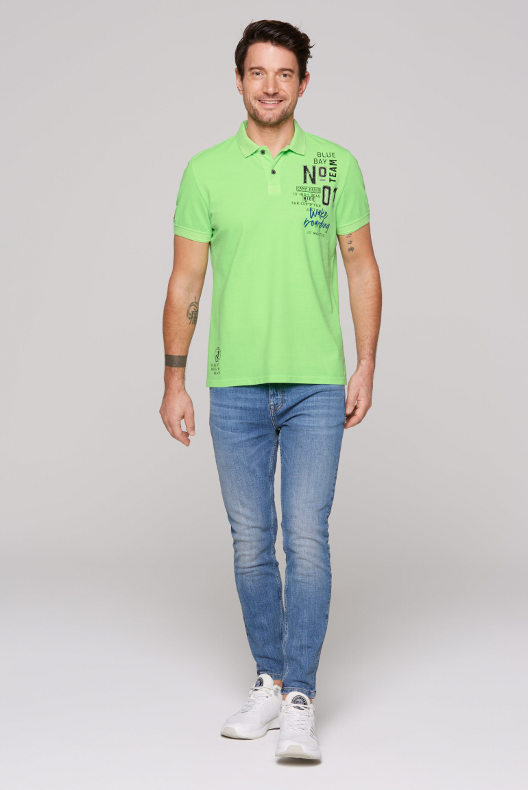 Poloshirt aus Pikee mit Label Prints