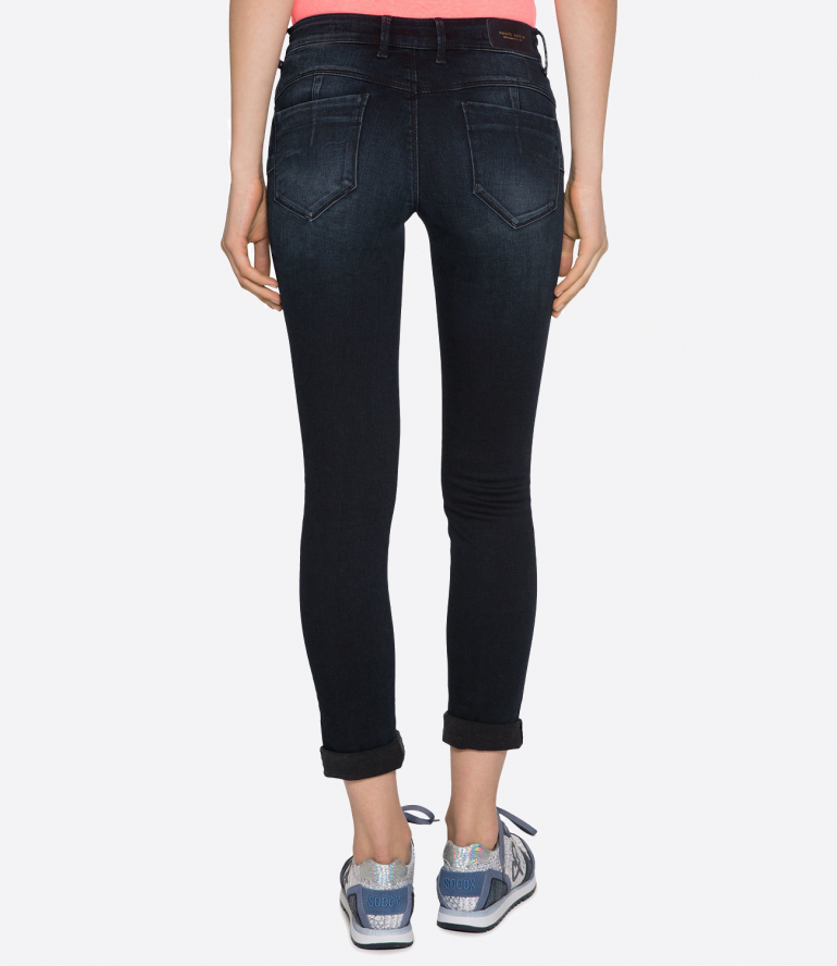 Push Up Jeans mit Used-Waschung, Slim Fit