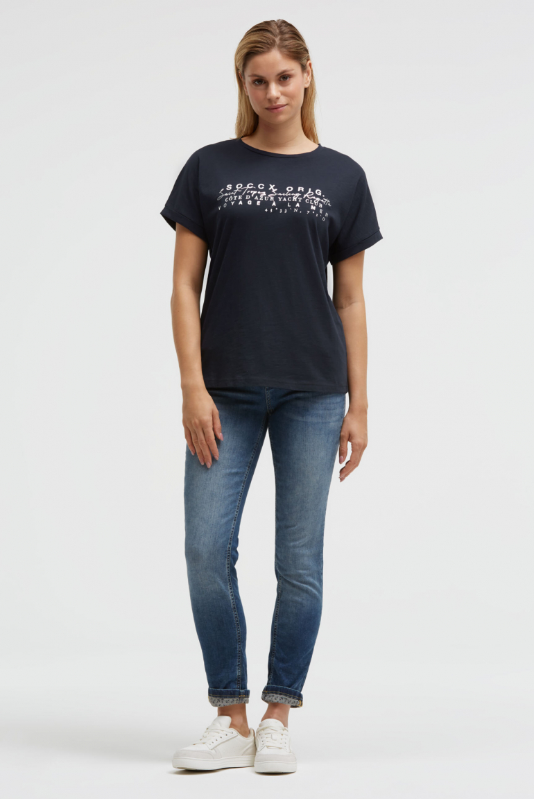 Rundhalsshirt mit Label Print