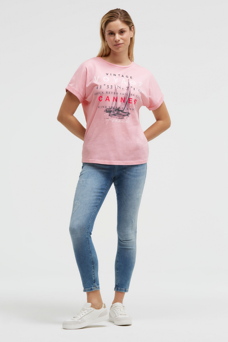 Rundhalsshirt mit Label Print