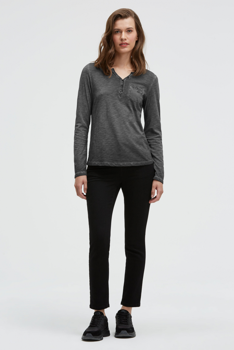 Serafino-Shirt mit Rücken-Print