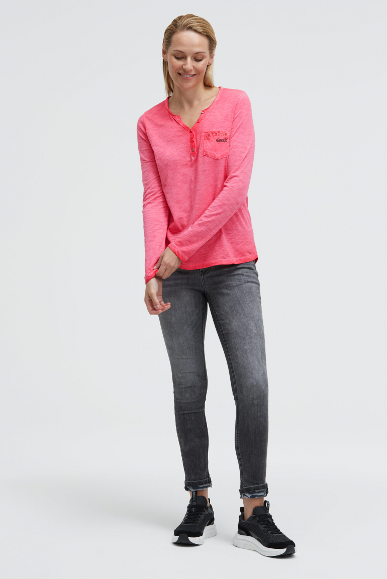 Serafino-Shirt mit Rücken-Print