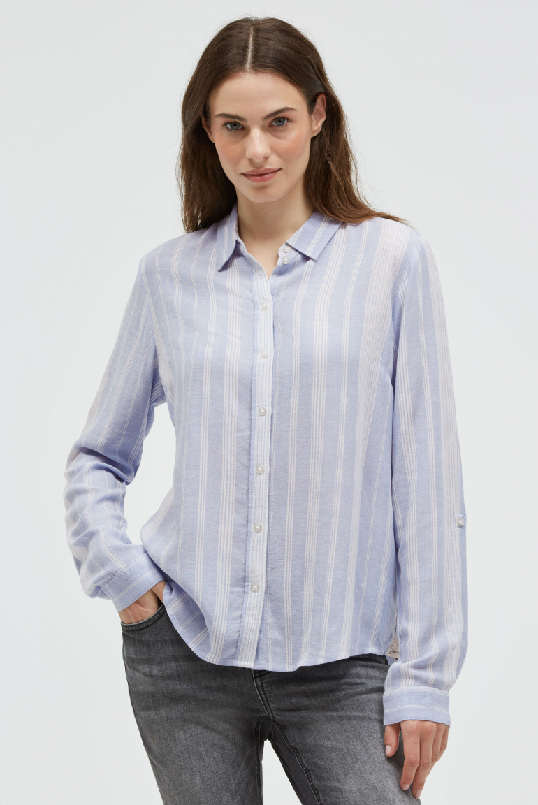 Streifenbluse mit Rücken-Artwork