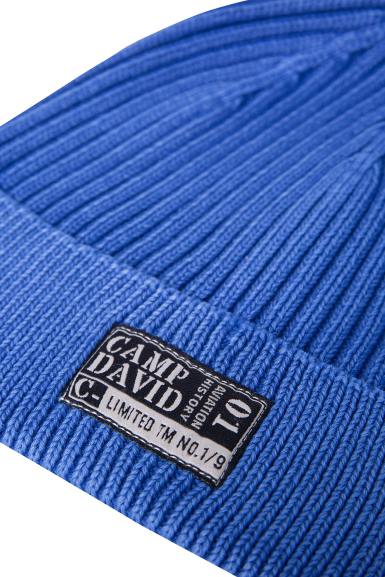 Strickmütze Stone Washed mit Label Patch