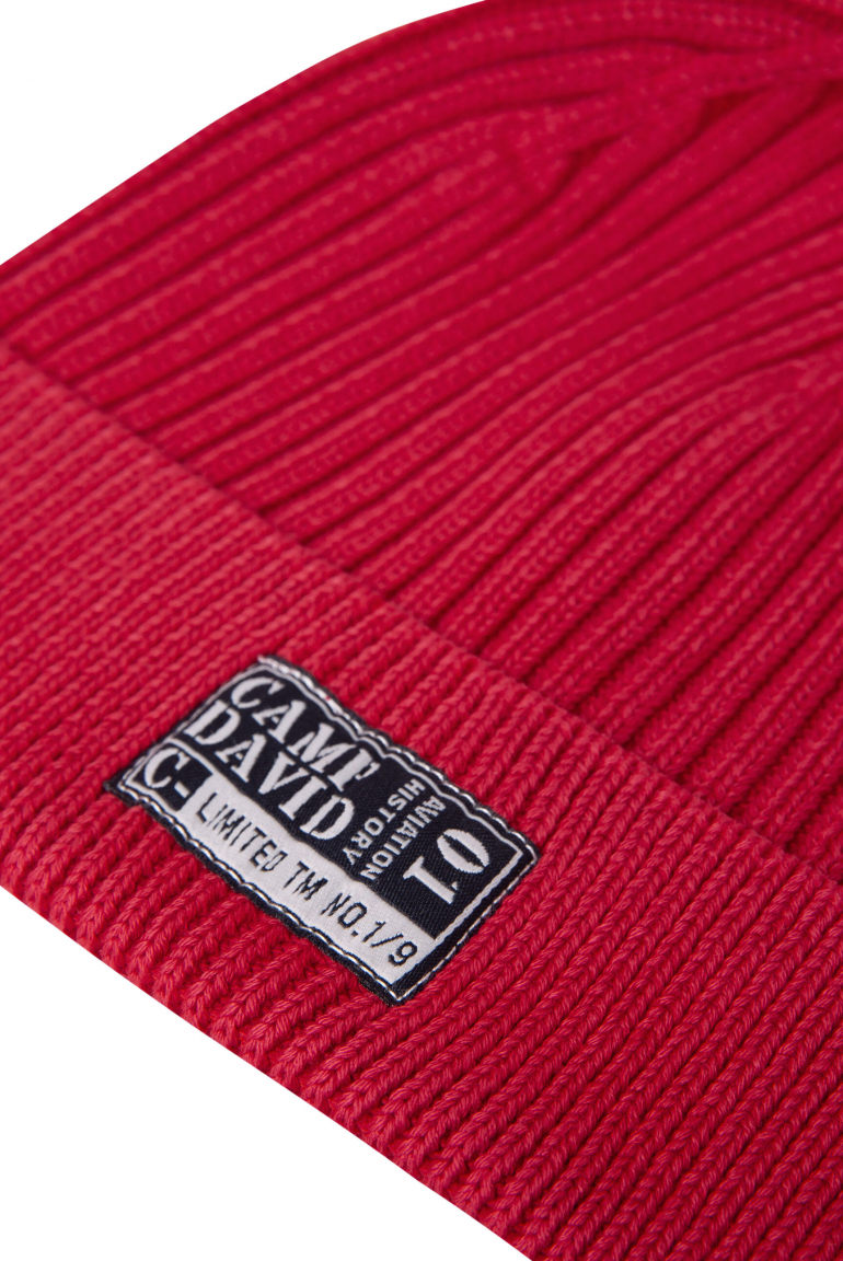 Strickmütze Stone Washed mit Label Patch