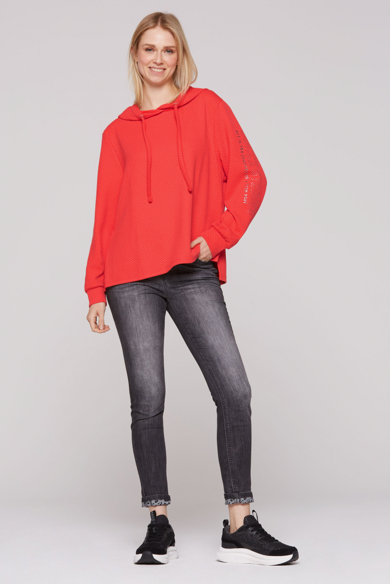 Strukturierter Hoodie mit Ärmel-Print