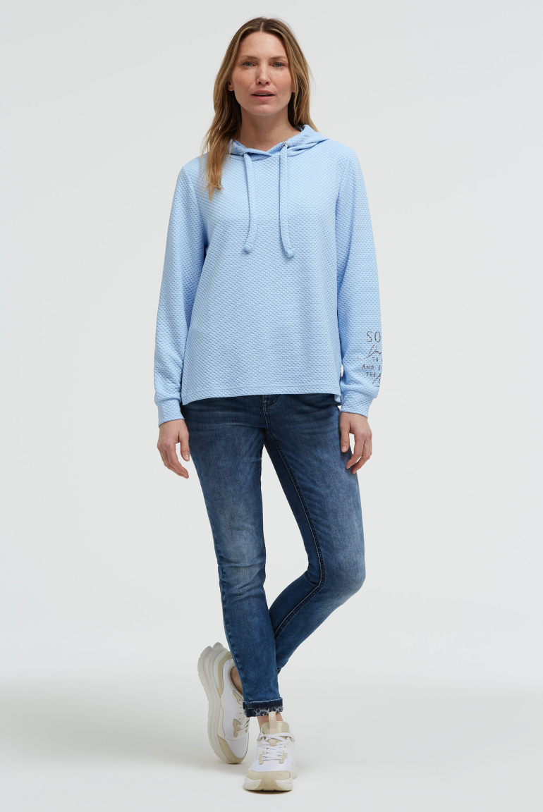 Strukturierter Hoodie mit Seitenschlitzen