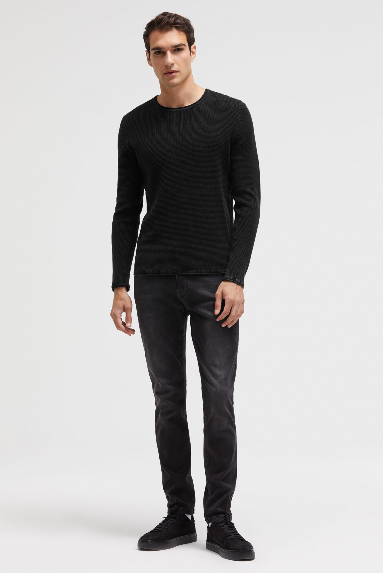 Strukturierter Pullover Stone Washed
