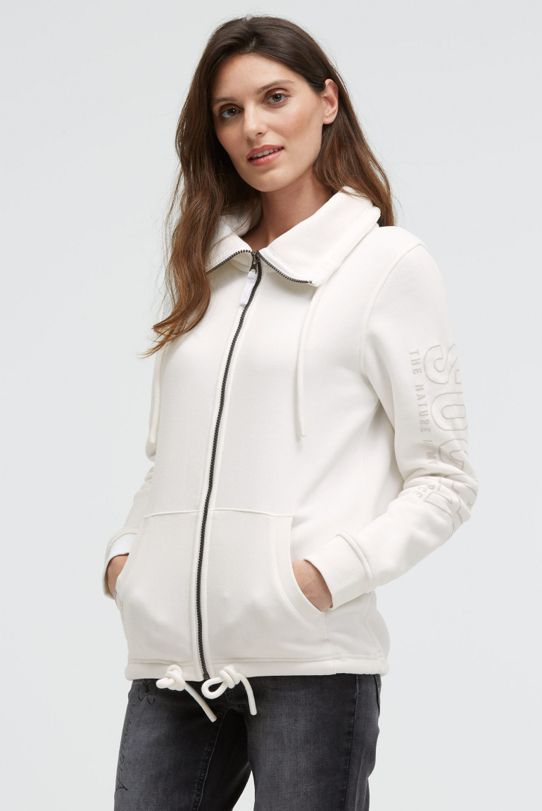 Sweatjacke mit hohem Kragen und Puffprints