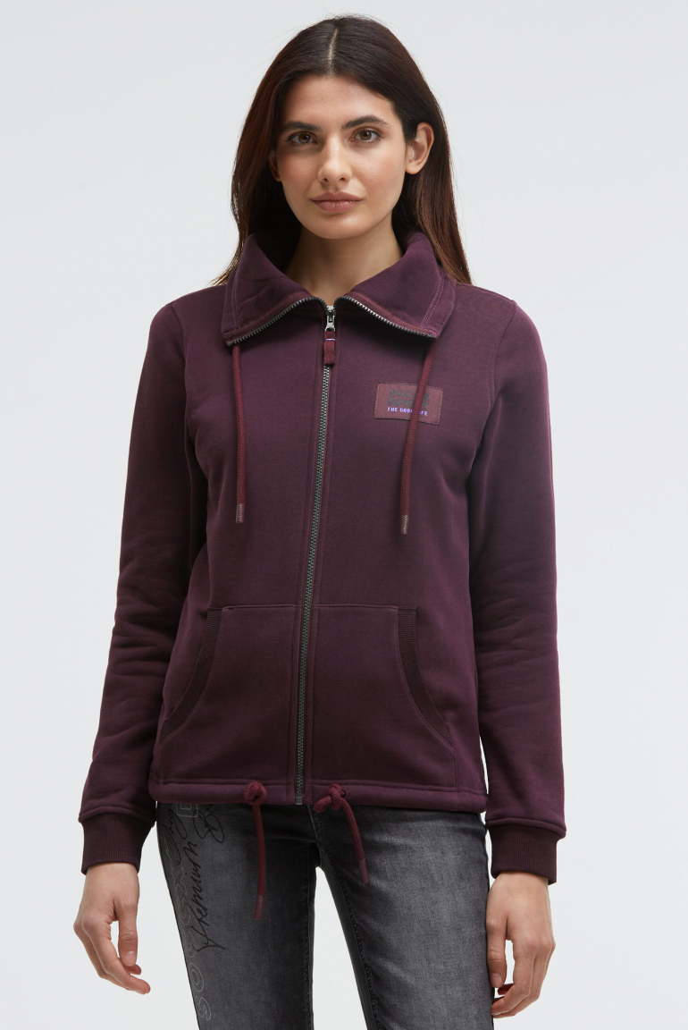 Sweatjacke mit hohem Kragen und Rücken-Print