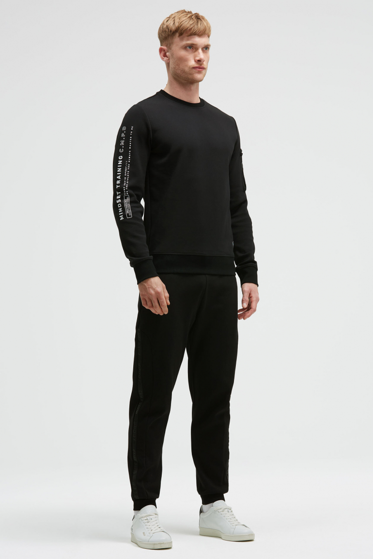 Sweatshirt aus Interlock mit Ärmeltasche und Artwork