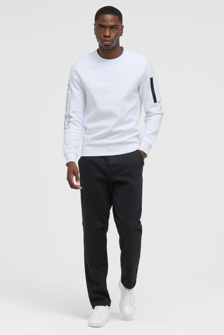 Sweatshirt aus Interlock mit Ärmeltasche und Artwork