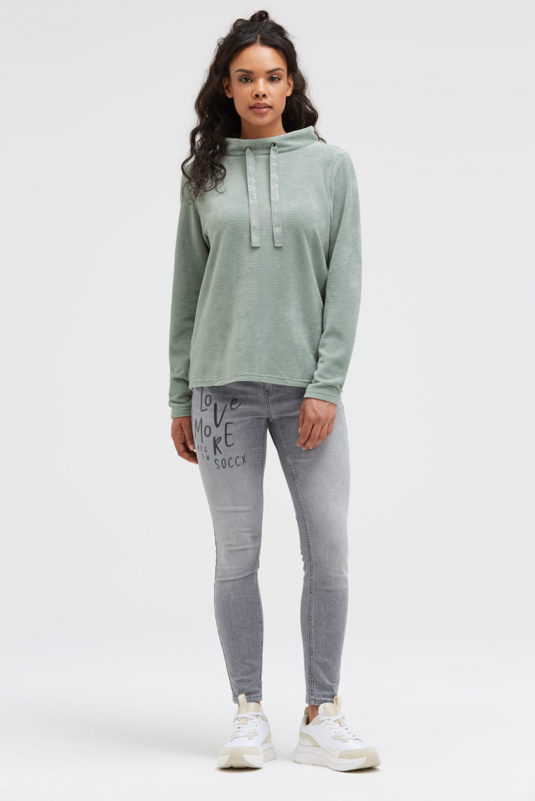Sweatshirt mit gerippter Samt-Struktur