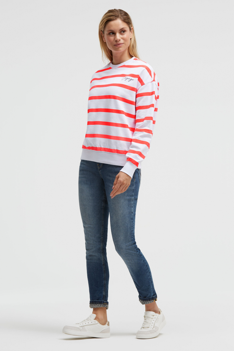 Sweatshirt mit Streifen-Design und Stickerei