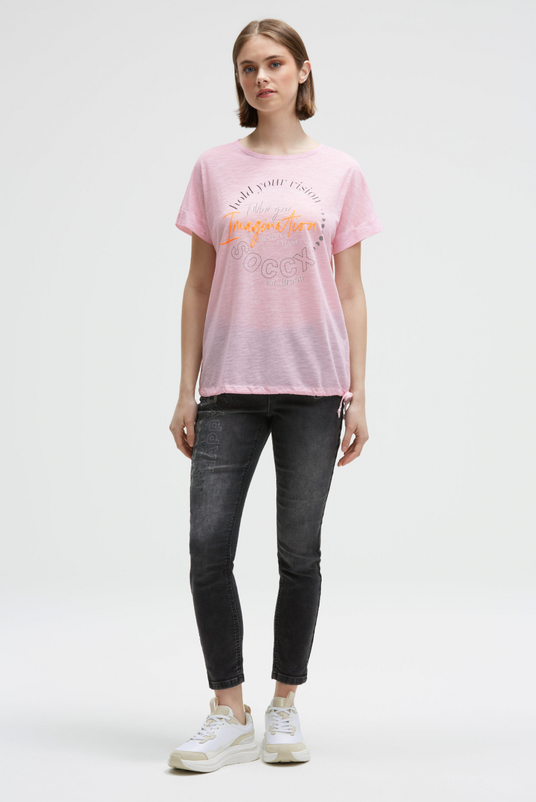 T-Shirt Loose Fit mit Tunnelzugband im Saum