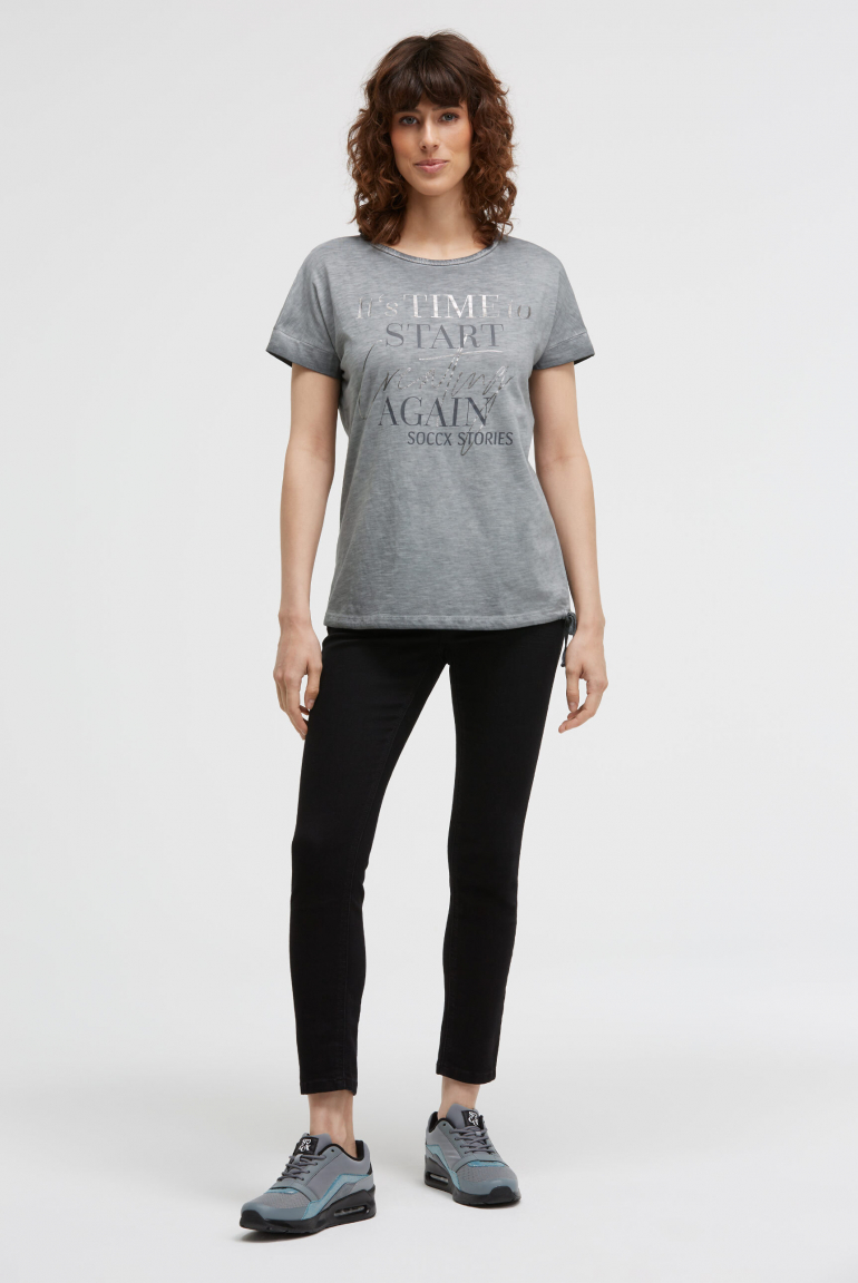 T-Shirt Loose Fit mit Tunnelzugband im Saum