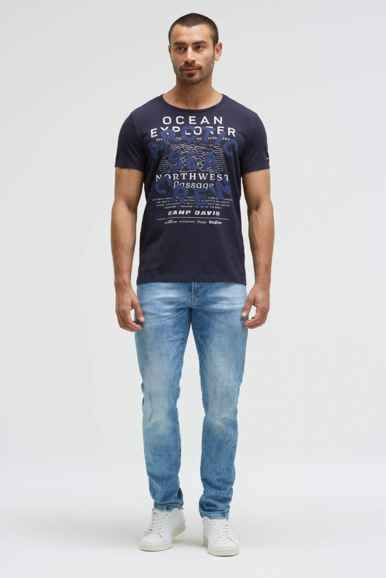 T-Shirt mit Puffprint im Used Look