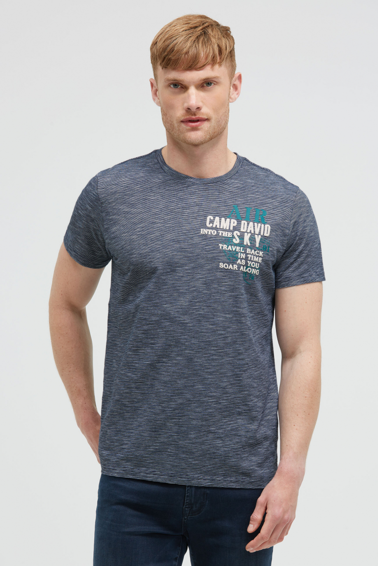 T-Shirt mit Streifen-Design und Rücken-Print