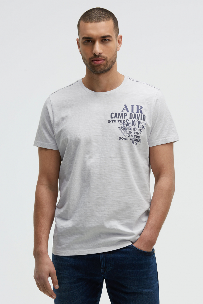 T-Shirt mit Streifen-Design und Rücken-Print