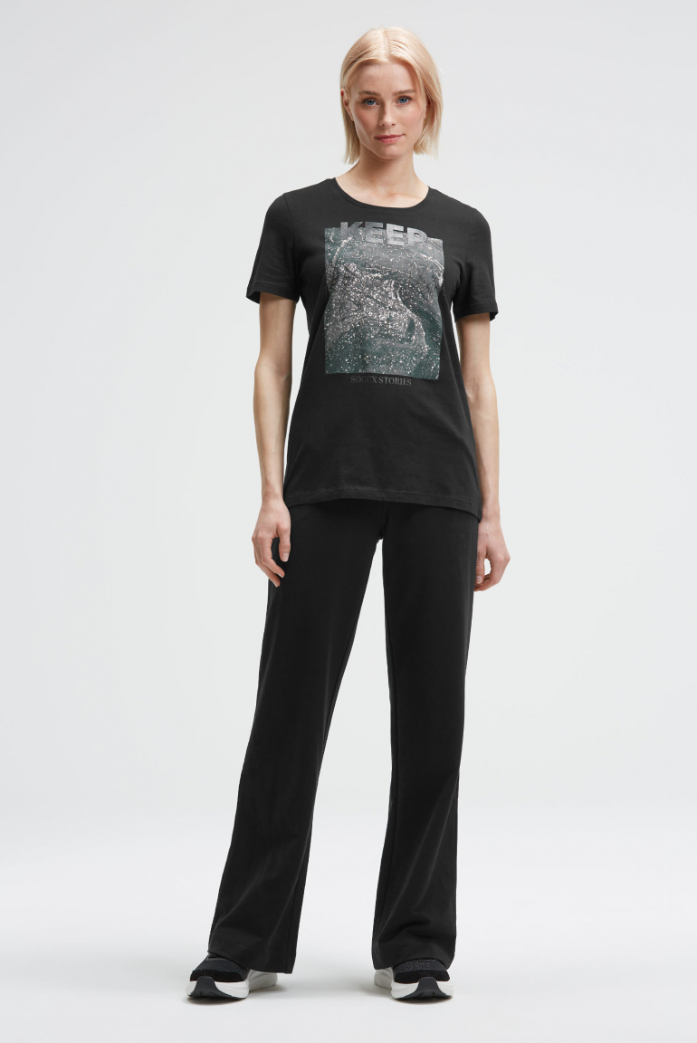 T-Shirt Rundhals mit Glitter Print