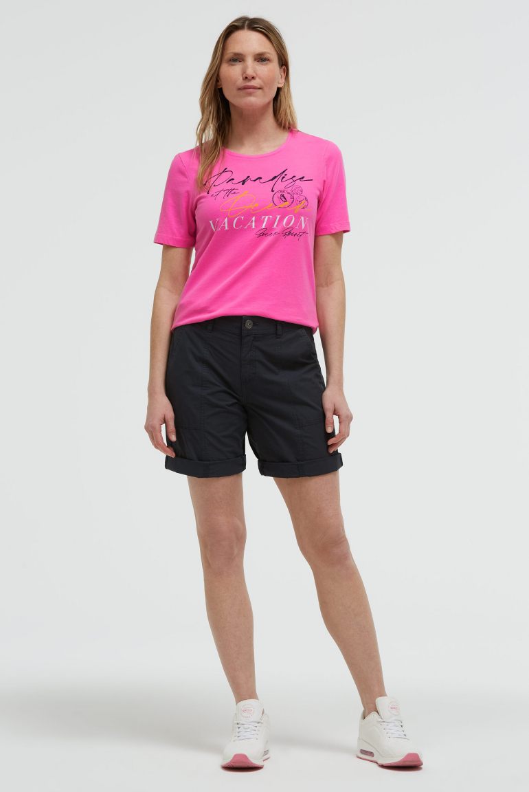 T-Shirt Rundhals mit Label Print