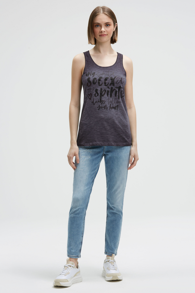 Top mit Glitter Print