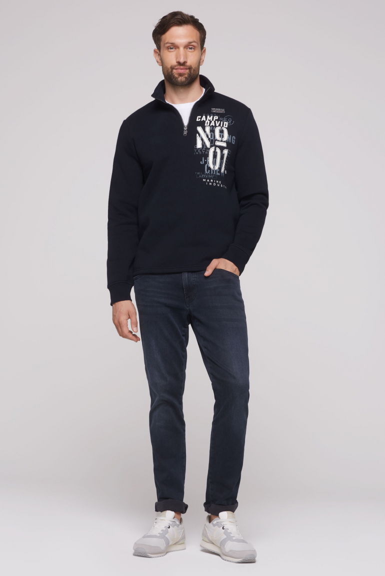 Troyer-Sweatshirt mit Rücken-Print