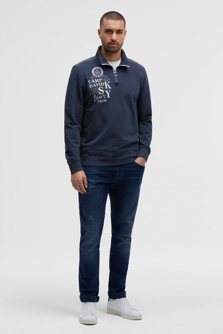 Troyer-Sweatshirt mit Zipper und Artworks