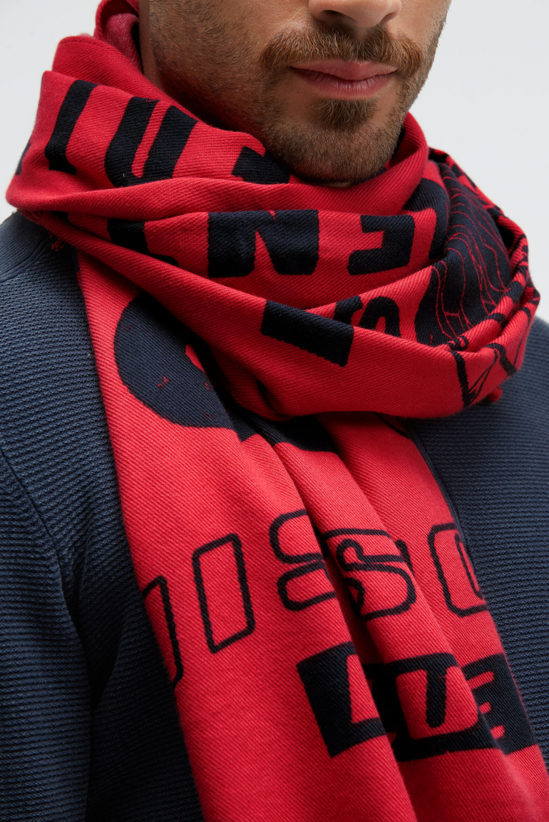 Webschal mit Logo Print und Fransen