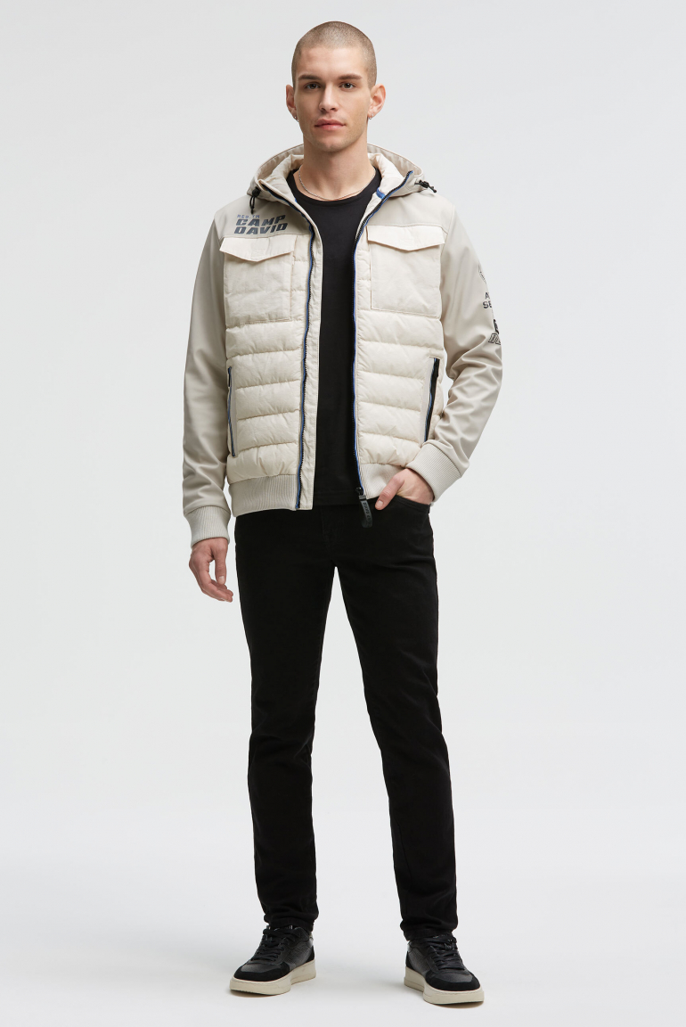 Winter-Blouson im Materialmix mit Rücken-Print