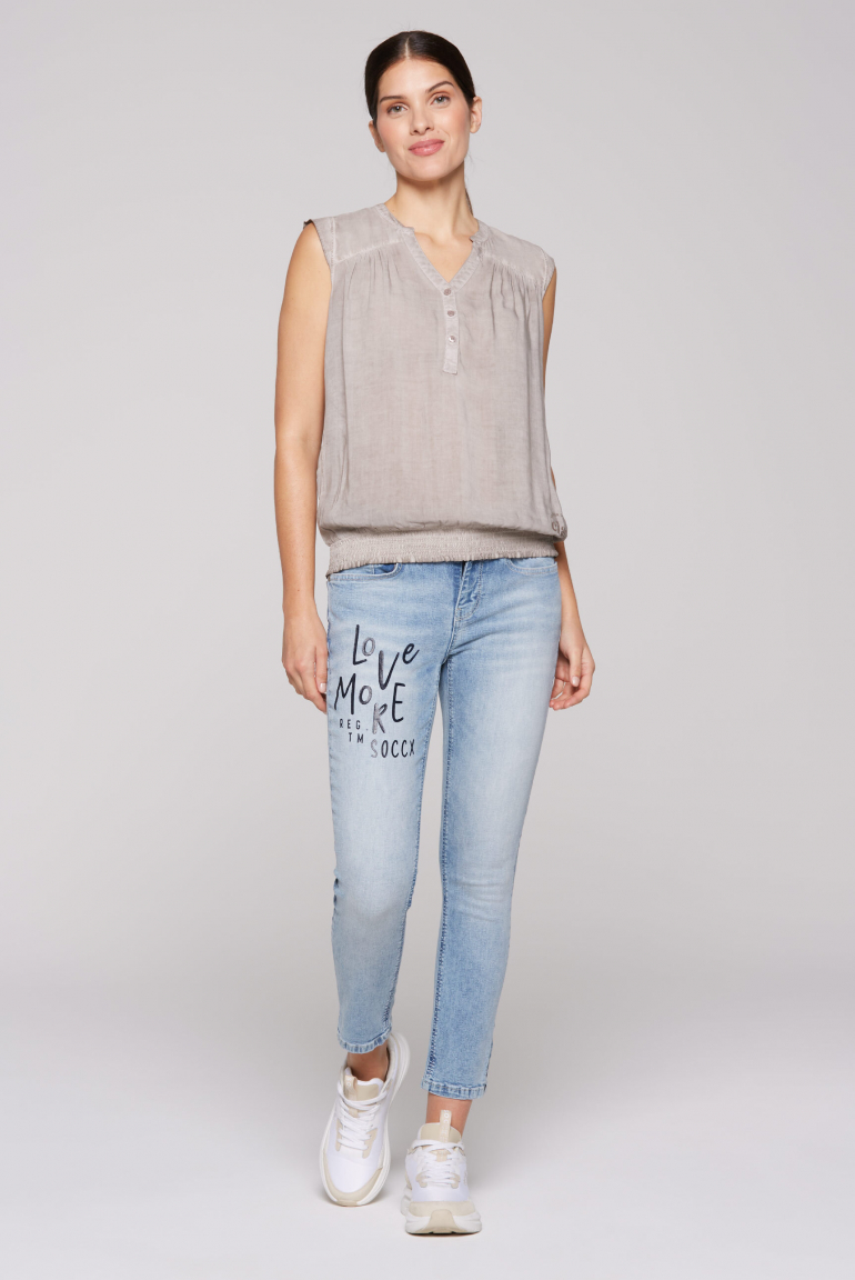 Ärmellose Bluse mit Rücken-Artwork