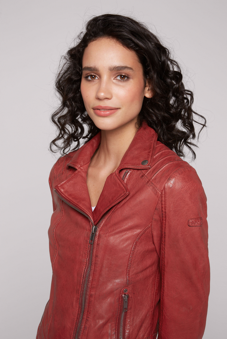 Bikerjacke aus Leder im Vintage Look