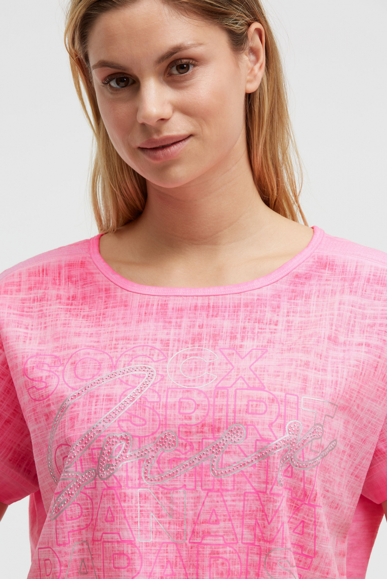 Blusenshirt im Stoffmix mit Artwork