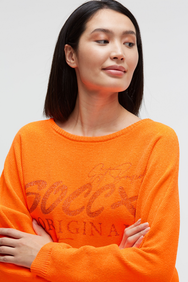 Chenille-Pullover mit Glitter Print