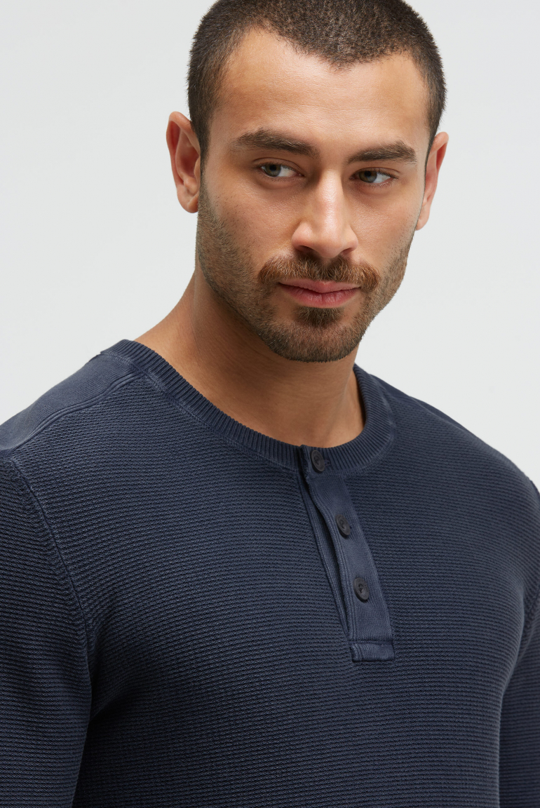 Henley-Pullover Stone Washed