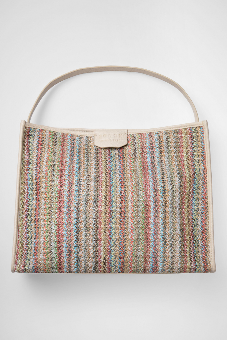 Hobo Bag im Häkel-Design mit Intarsia-Webriemen