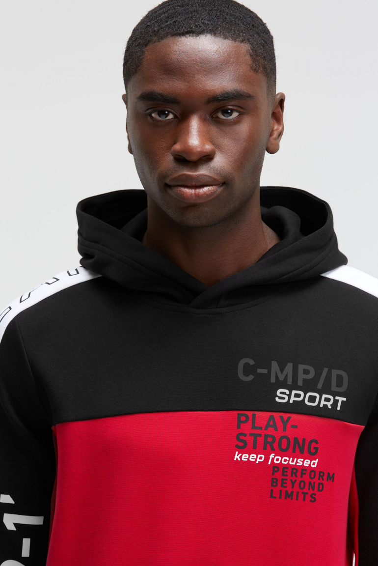 Hoodie aus Interlock mit Colour-Blocking