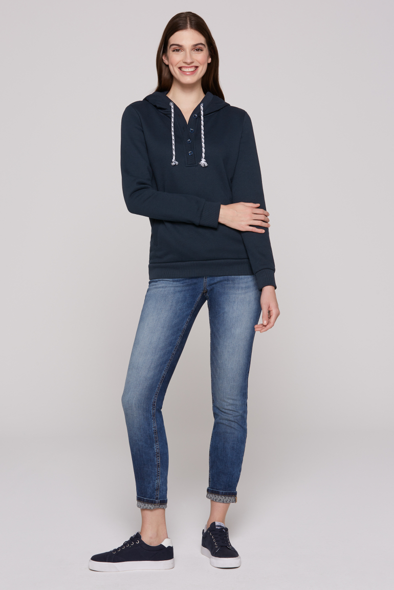 Hoodie mit Knopfleiste und Backprint