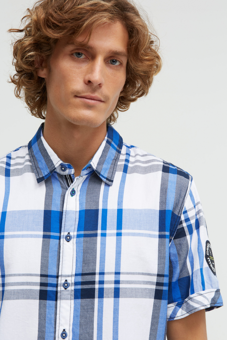 Karohemd Kurzarm mit Dobby-Struktur